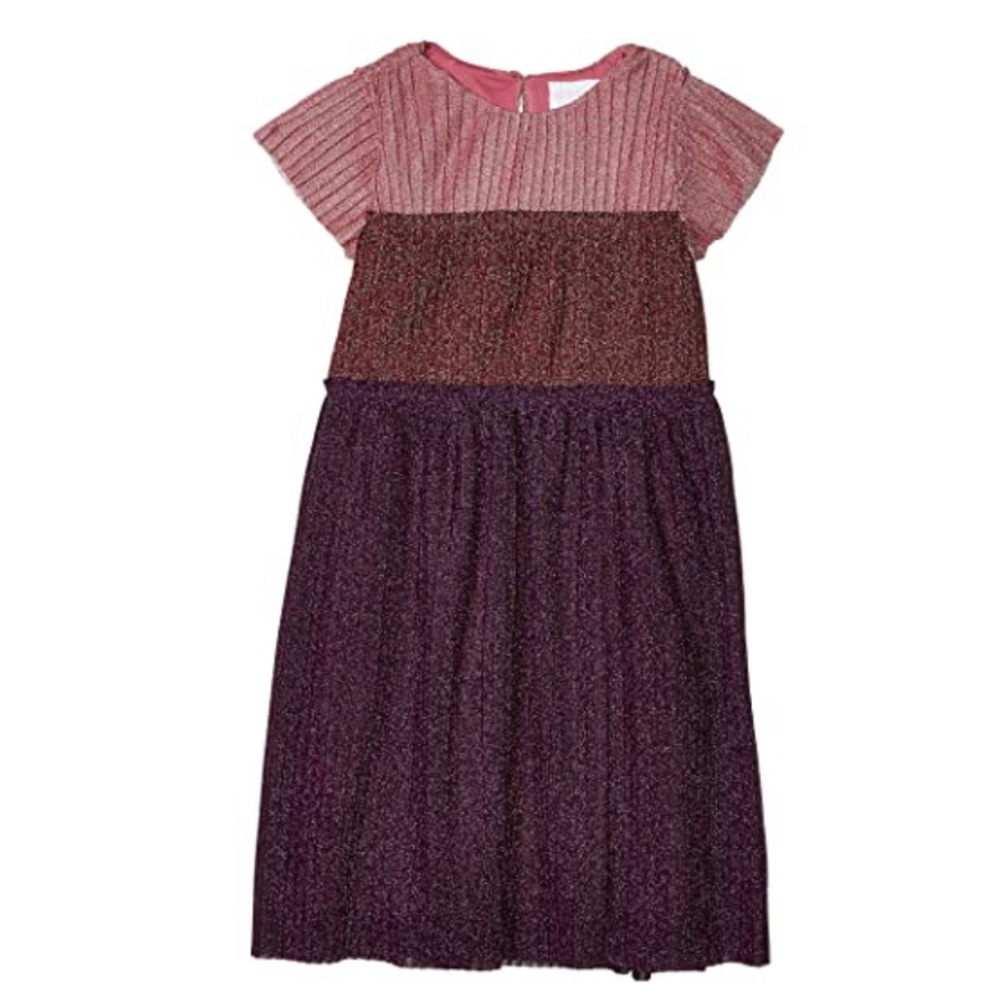 BCBG Girls Pleated Metallic Color Block Knit Dress